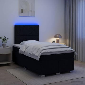vidaXL Boxspringbed met matras met hoofdeinde Zwart 120 x, Verzenden, Nieuw, Twijfelaar, Zwart