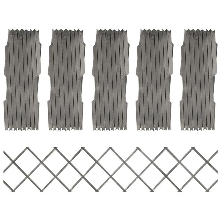 vidaXL Tuinlatwerken 5 st 180x30 cm massief vurenhout grijs, Tuin en Terras, Schuttingen, Nieuw, Hout, Minder dan 1 meter, Verzenden