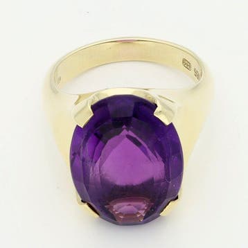 Ring - 14 karaat Geel goud Amethist, Nieuw