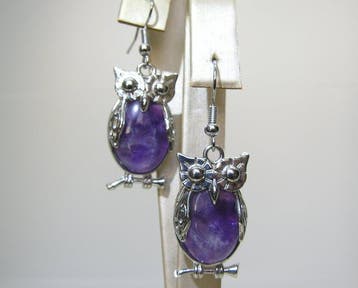 amethist Oorbellen - Hoogte: 43 mm - Breedte: 15.1 mm- 12.2
