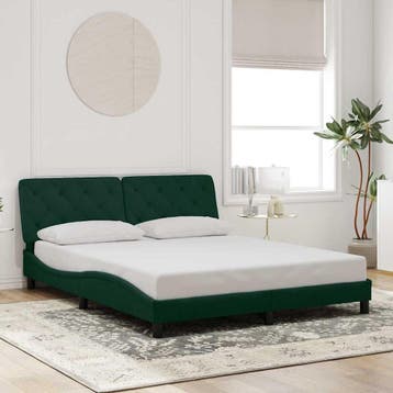 vidaXL Bedframe zonder matras 160x200 cm fluweel donkergroen, Verzenden, 200 cm, 160 cm, Groen