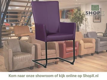 Leren eetkamerstoel Dry met armleuning - Toledo Aubergine, Huis en Inrichting, Stoelen, Overige kleuren, Nieuw, Leer, Ophalen of Verzenden