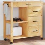 vidaXL Keukentrolley MONZA 84x40x88,5 cm massief grenenhout, Verzenden, Nieuw