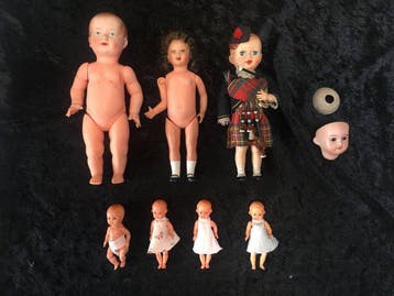 Antieke Frans porseleinen poppenhoofdje - Pop en lot van