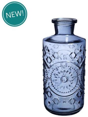 Gekleurde glazen fles berlin dark blue ook geschikt als, Ophalen of Verzenden, Nieuw