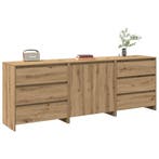 vidaXL 3-delige Dressoirs bewerkt hout artisanaal eikenkleur, Verzenden, Nieuw, Overige houtsoorten