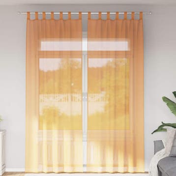 vidaXL Gordijnen Voile met lussen 2 st 140x260 cm oranje, Verzenden, Nieuw, Oranje