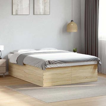 vidaXL Bedframe bewerkt hout sonoma eikenkleurig 150x200 cm, Bruin, Verzenden, Overige maten, 200 cm