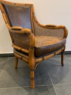 Stoel - Hout, Leder - Vintage armchair with cane sides and
