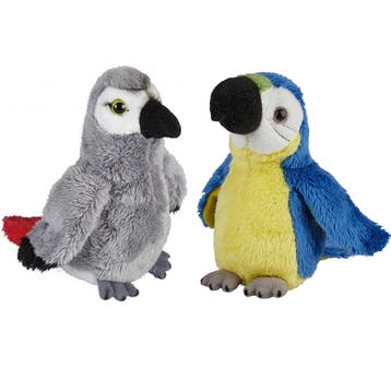 Papegaaien knuffels set van 2 - pluche - 15 cm, Verzenden, Nieuw