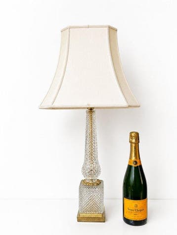 Lamp - Verguld messing - Grote kristallen lamp
