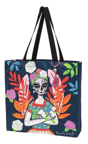 Grote katoenen tas Santa Muerte – stijlvolle blauwe shoppe, Verzenden, Nieuw