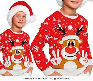 Foute Kerst Sweater Crazy Rendier Rood Kind, Ophalen of Verzenden, Nieuw