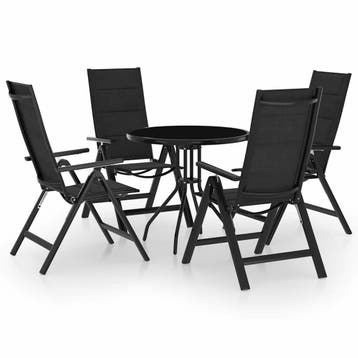 vidaXL 5-delige Bistroset zwart en atracietkleurig, Tuin en Terras, Verzenden, Nieuw, 4 zitplaatsen