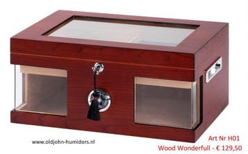 HUMIDOR DOORZICHT GLAS - TRANSPARANT LUXE TOPSEGMENT hdmb, Verzenden, Nieuw, Tabaksdoos of Verpakking