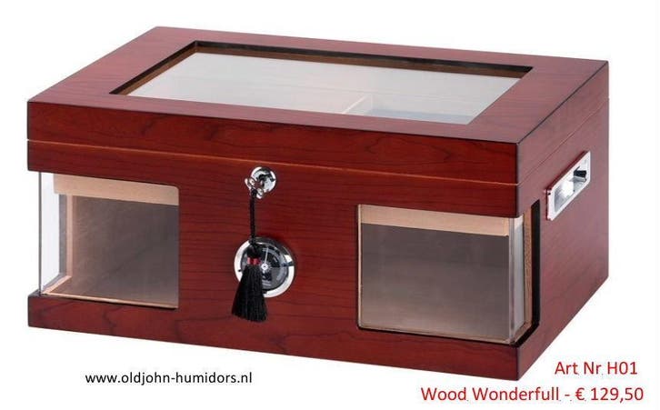 DOORZICHT HUMIDOR  GLAS - TRANSPARANT LUXE TOPSEGMENT hdmb, Verzamelen, Rookartikelen, Aanstekers en Luciferdoosjes, Tabaksdoos of Verpakking