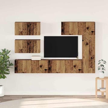vidaXL Tv-meubelset 6 st Oud Hout Bewerkt hout, Huis en Inrichting, Kasten | Televisiemeubels, Minder dan 50 cm, Verzenden, Nieuw