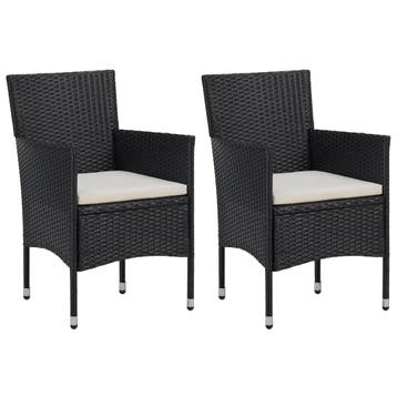 vidaXL Tuinstoelen 2 st poly rattan zwart, Tuin en Terras, Tuinstoelen, Verzenden, Nieuw