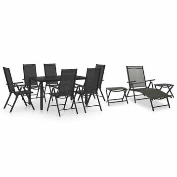 vidaXL 10-delige Loungeset zwart en antracietkleurig, Tuin en Terras, Verzenden, Loungeset, 7 zitplaatsen, Nieuw