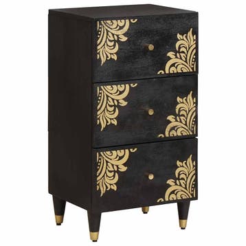 vidaXL Dressoir met lade Zwart 40 x 33 x 75 cm Massief Mango, Huis en Inrichting, Woonaccessoires | Cd- en Dvd-rekken, Verzenden