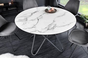 Ronde eettafel ELLIPSE 120cm marmer witte keramische, Ophalen of Verzenden, Nieuw