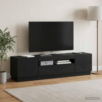 vidaXL LED tv-meubel Zwart Bewerkt hout, Minder dan 50 cm, Verzenden, Nieuw, Minder dan 100 cm