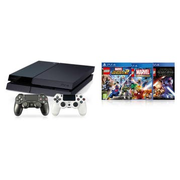 Sony Playstation 4 500GB Console + 2 Controllers + LEGO-pakk, Verzenden, Gebruikt