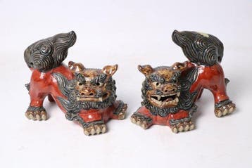 Vintage Okinawan Tsuboya-yaki Shisa Beschermende