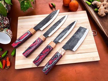 Keukenmes - Kitchen knife set - 744 - Staal, Hout,