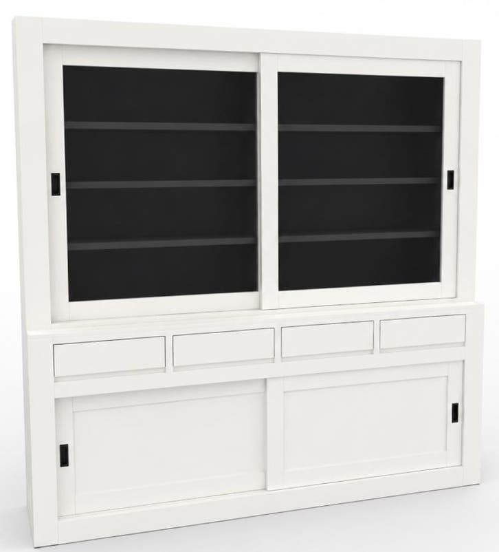 Buffetkast wit - grijs design soft close 220cm, Huis en Inrichting, Kasten | Buffetkasten, Ophalen of Verzenden