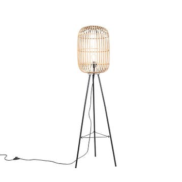 Smart landelijke vloerlamp rotan incl. WiFi A60 - Manila, Huis en Inrichting, Lampen | Vloerlampen, Verzenden, Nieuw, Landelijk