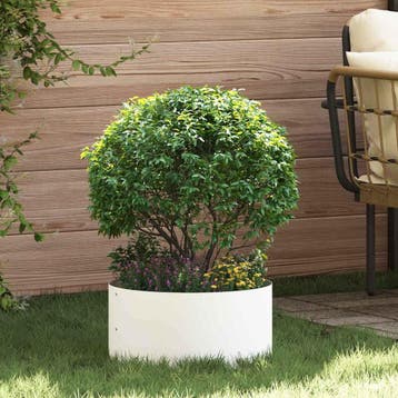 vidaXL Plantenring Wit 40 x 40 x 20 cm Koudgewalst staal, Minder dan 30 cm, Verzenden, Minder dan 60 cm, Nieuw