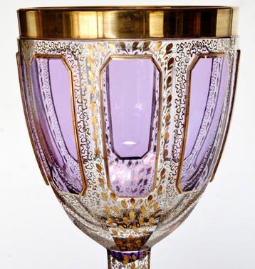 Moser Glas - Franz Heide - Wijnglas - Venetië - Helder- en, Antiek en Kunst