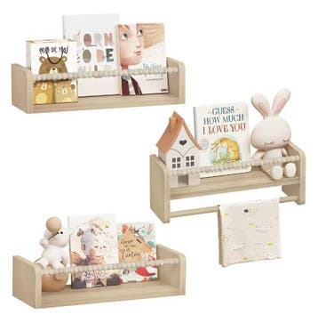 Set van 3 Kinder Boekenplanken – Houten Wandrek Speelgoed, Verzenden, Nieuw