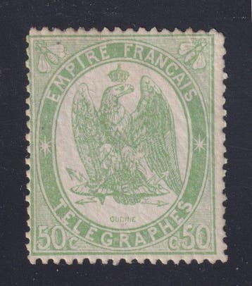 Frankrijk 1868 - Geperforeerde telegraafzegel nr. 6, 50c, Gestempeld