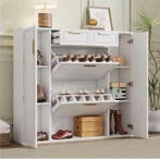 Moderne witte schoenenkast met lades en deuren 120×24×107, Verzenden, Nieuw