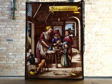 Glas-in-loodraam - Handvervaardigd - 1950-1960 - Raamhanger