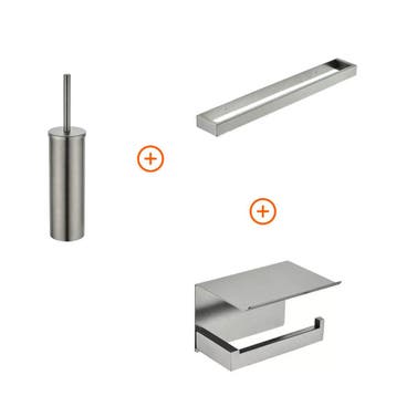 Toilet accessoires set Gun metal exclusief met beugel, Verzenden, Nieuw