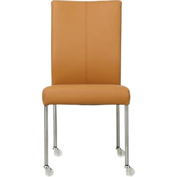 Set van 6 Leren eetkamerstoelen Comfort met wieltjes -, Huis en Inrichting, Stoelen, Ophalen of Verzenden, Nieuw, Leer