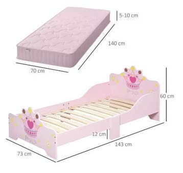 Kinderbed 140×70 cm met Kroonprint en Veilig Valrand, Verzenden, Nieuw