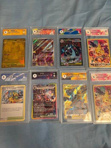 Pokémon - 8 Graded card - Pikachu, Drowzee, Mega Charizard X, Nieuw