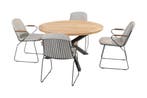 4 Seasons Veneto/Prado ronde tuinset - Ø130 cm. - stapelbaar, Verzenden, Nieuw, Hout, Tuinset
