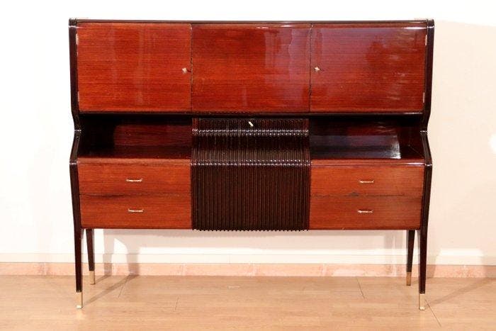 Borsani - Osvaldo Borsani - Credenza - Hout, Glas, Messing, Antiek en Kunst, Antiek | Meubels | Stoelen en Banken