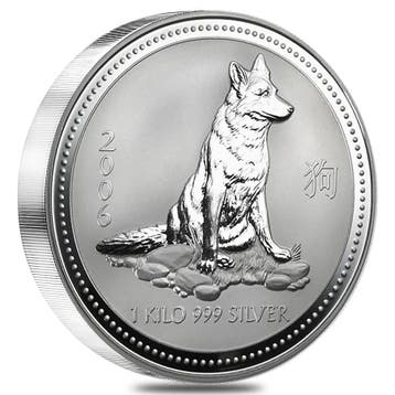 Lunar I - Year of the Dog- 1 kg 2006 (4.145 oplage), Verzenden, Losse munt, Zilver