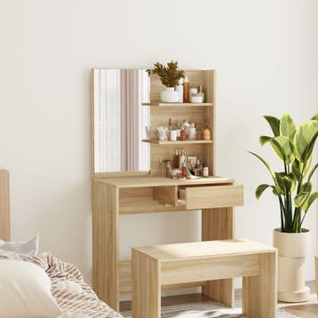 vidaXL Kaptafel met spiegel 74,5x40x141 cm sonoma, Huis en Inrichting, Tafels | Salontafels, Verzenden, Nieuw, Overige houtsoorten