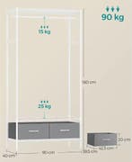 Open kledingrek met lades, planken en verstelbare roede 180, Huis en Inrichting, Kasten | Kledingkasten, Verzenden, Nieuw