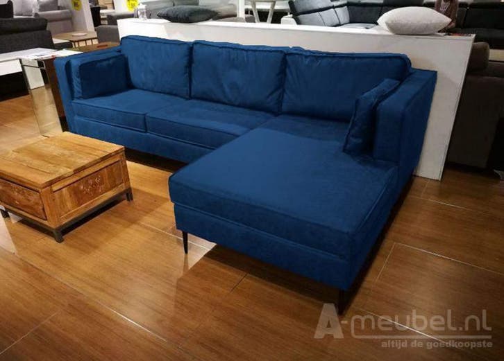 Loungebank Borne - loungebanken - Blauw, Huis en Inrichting, Banken | Sofa's en Chaises Longues, 150 cm of meer, Nieuw, 200 tot 250 cm