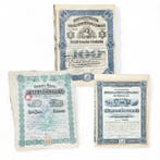 Mexico. 3 Antique Mexican Bearer Shares Certificates