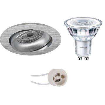 GU10 Inbouwspot Set - Mat Zilver - Inbouw Rond - Kantelbaar, Ophalen of Verzenden, Nieuw, Overige fittingen, Plafondspot of Wandspot