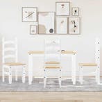 vidaXL 5-delige Eethoek PANAMA massief grenenhout wit, Huis en Inrichting, Verzenden, Nieuw